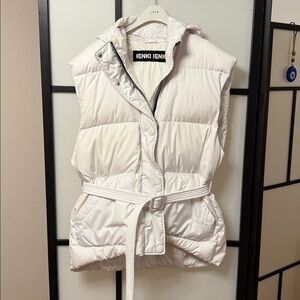 IENKI IENKI White Hooded Belted Puffer Vest Down Filled - Size S